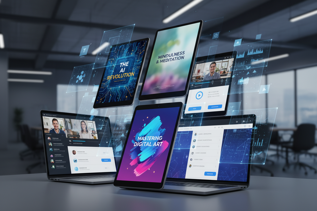 crea una imagen de ebooks y cursos digitales